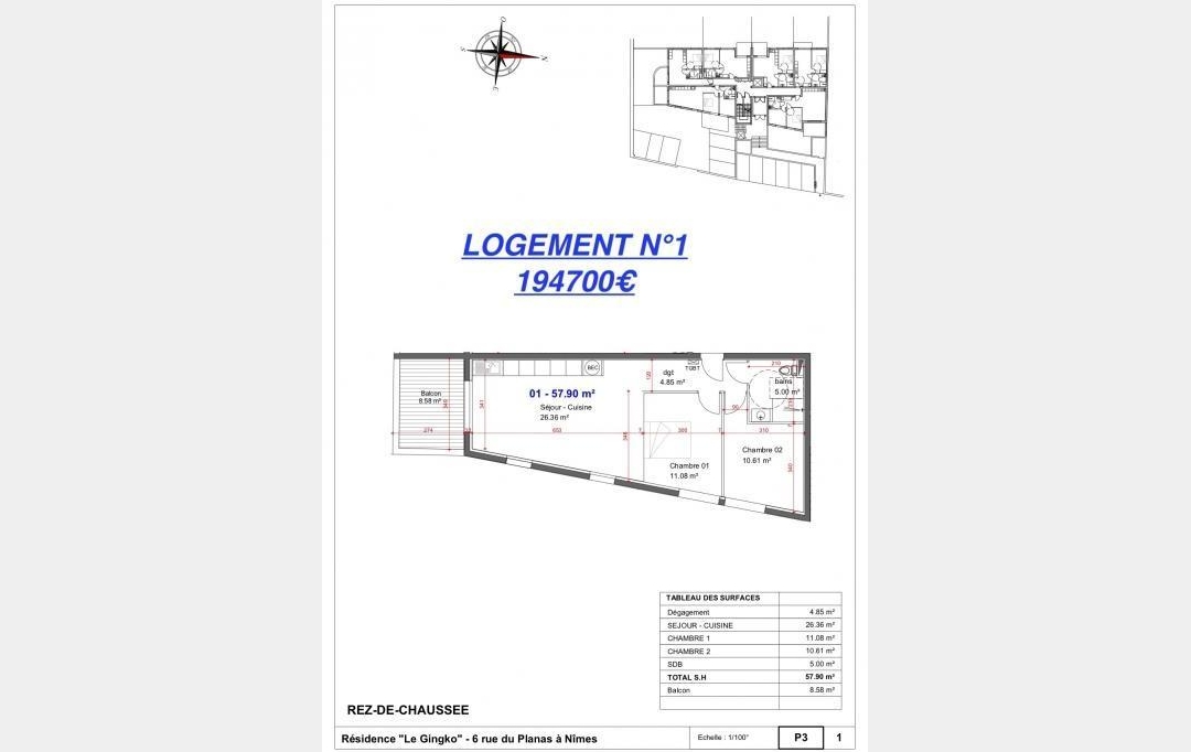 Agence du Casino Transaction : Appartement | NIMES (30000) | 45 m2 | 161 700 € 